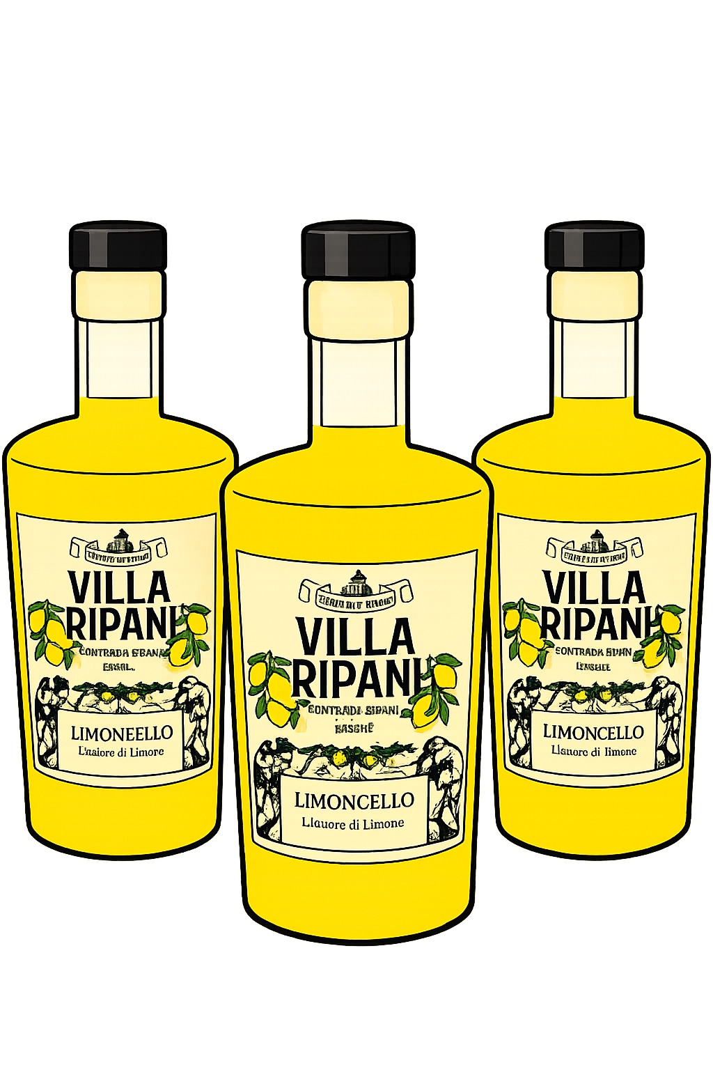 Garrafas de limoncello Villa Ripani